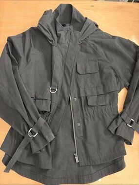 ALO Yoga Black Hooded Utility Jacket with Cargo Pockets